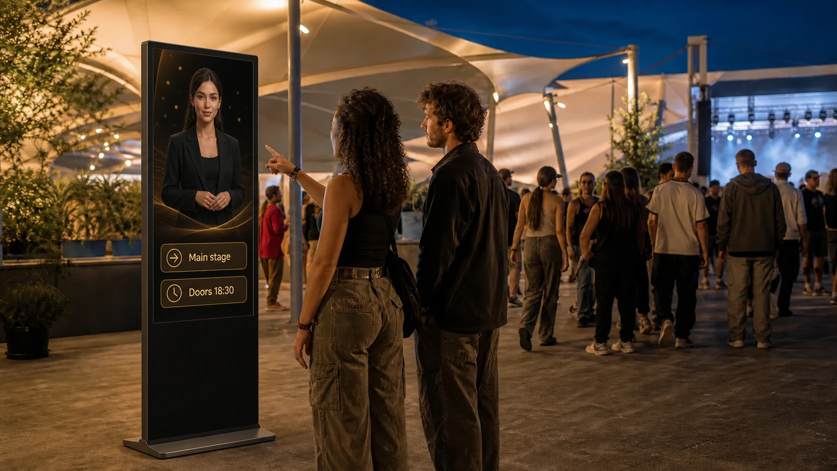 Fans meeting an officially licensed artist host on a stadium terminal