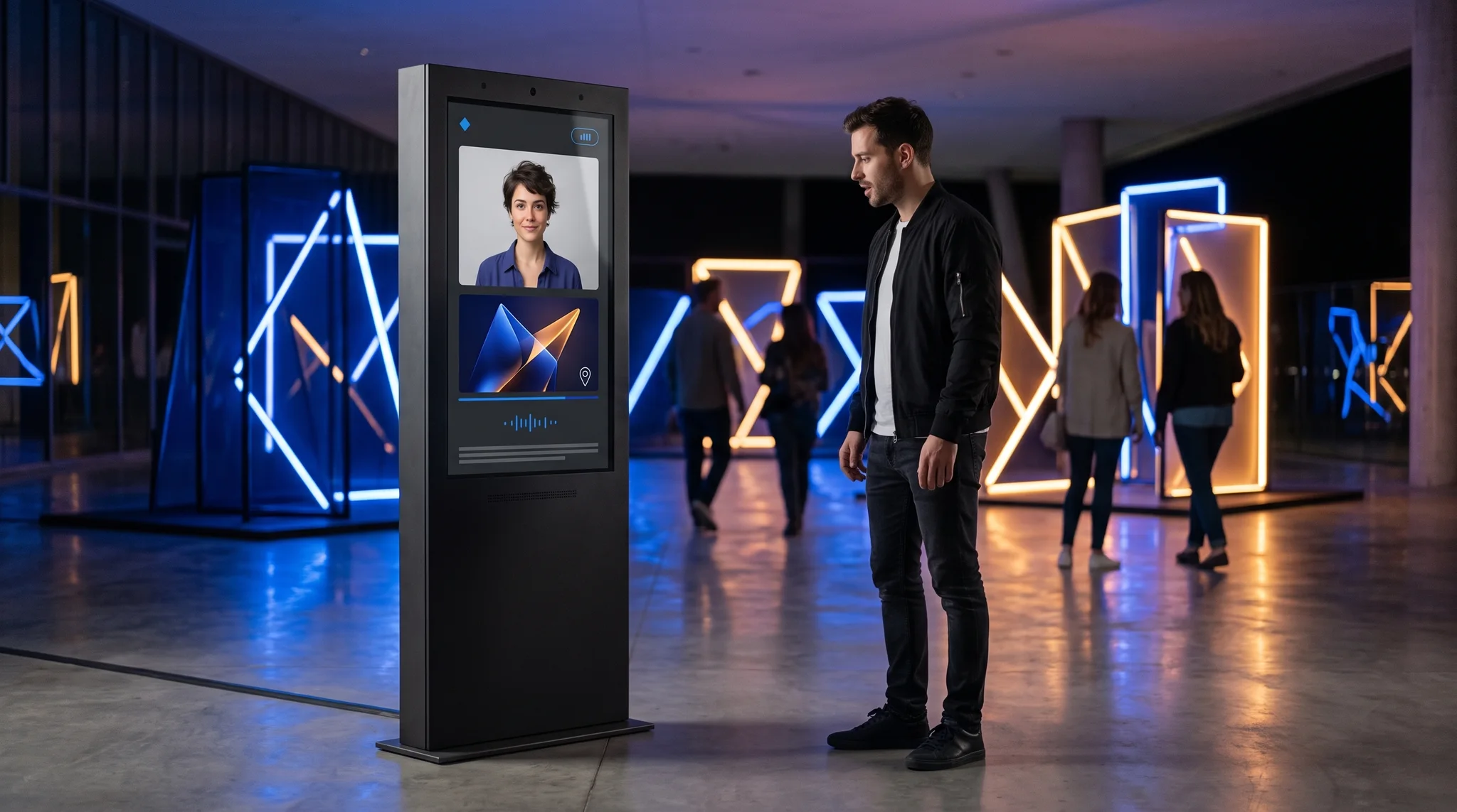 A guest exploring a clearly labeled interactive brand experience
